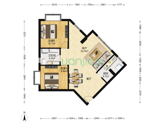 博龙家园 2室1厅1卫 93平方