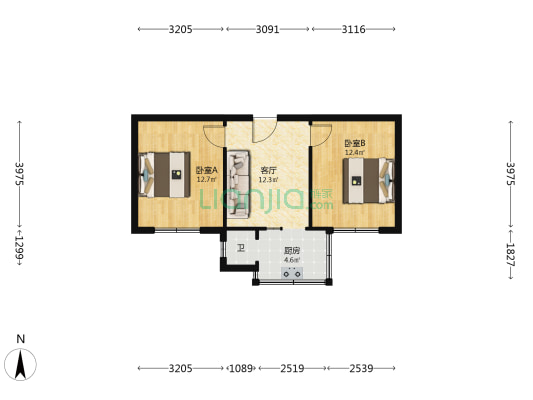 体委大院 2室1厅1卫 51平方