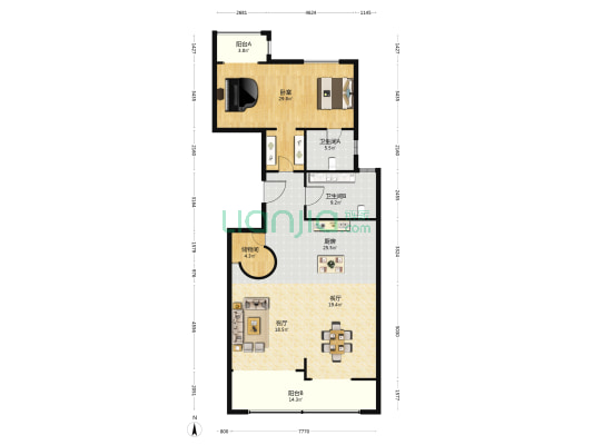 畅园 1室2厅2卫 169平方