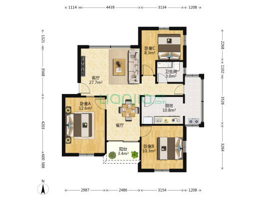 联安路219号 3室1厅1卫 87平方