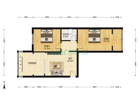和美小院 2室1厅1卫 85平方