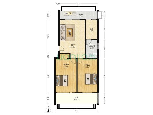 新石北路387号 2室1厅1卫 104平方