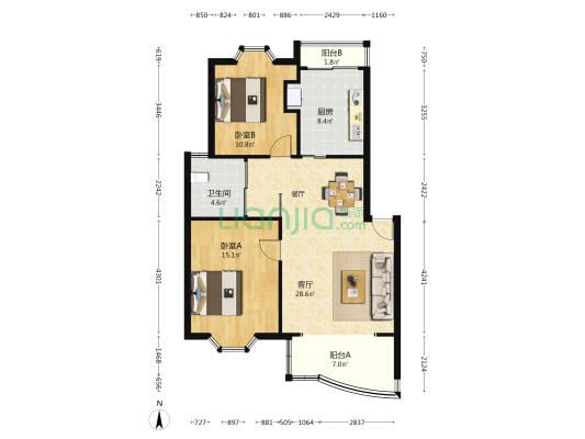 金悦公寓 2室1厅1卫 88平方