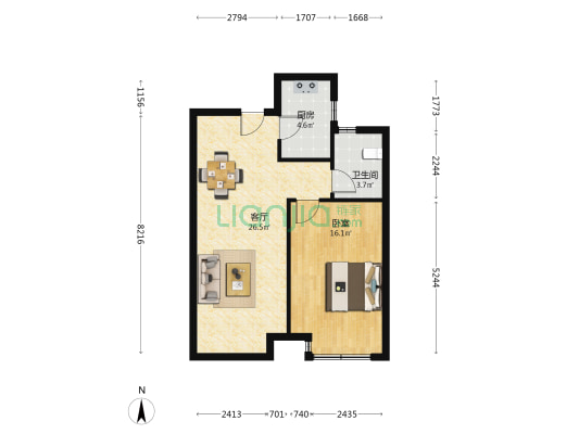 新凯达新街 1室1厅1卫 76平方