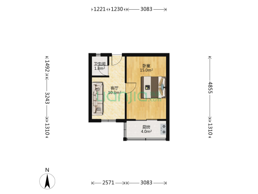 平江南里 1室1厅1卫 37平方