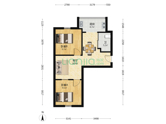 中国石油D5 2室1厅1卫 60平方