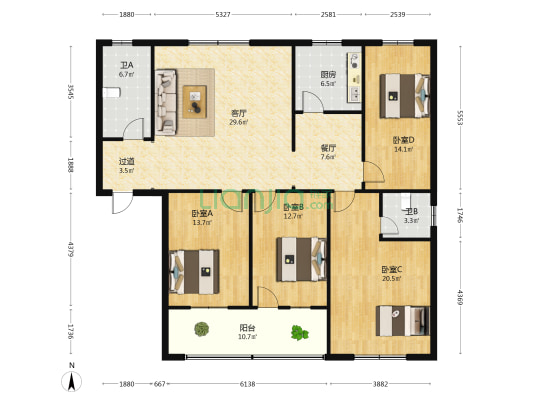 许昌市建安区农业技术推广中心家属院 4室2厅2卫 159平方