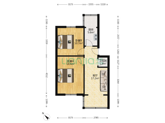 石马巷7号 2室1厅1卫 52平方