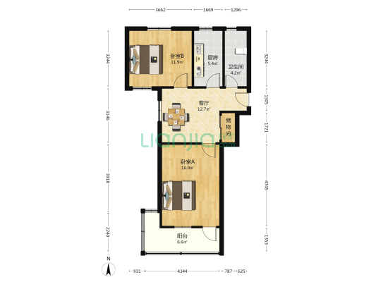 曹一社区纺工大院 2室1厅1卫 69平方