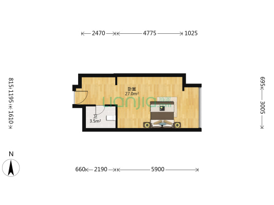 万丽国际公寓 1室0厅1卫 49平方