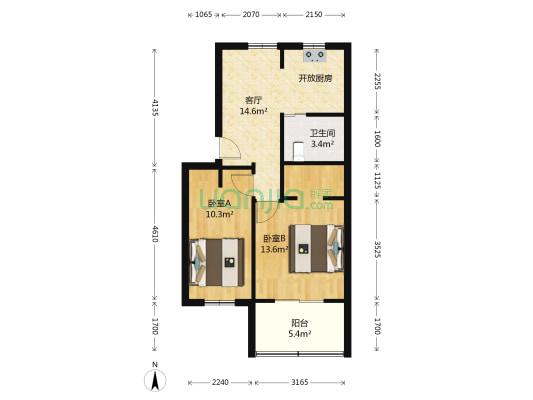 凯旋路184号 2室1厅1卫 60平方