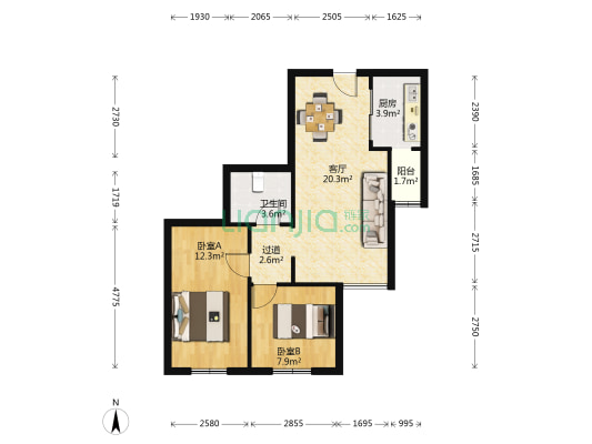 宋家庄家园一区 2室1厅1卫 70平方