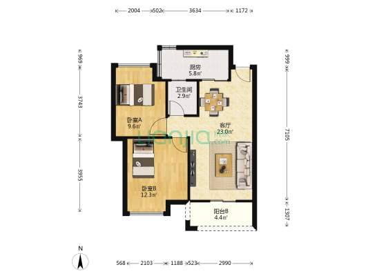 卓越弥敦道 2室1厅1卫 71平方