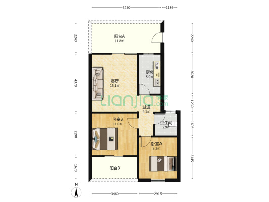 青城神韵栖麓 2室1厅1卫 61平方