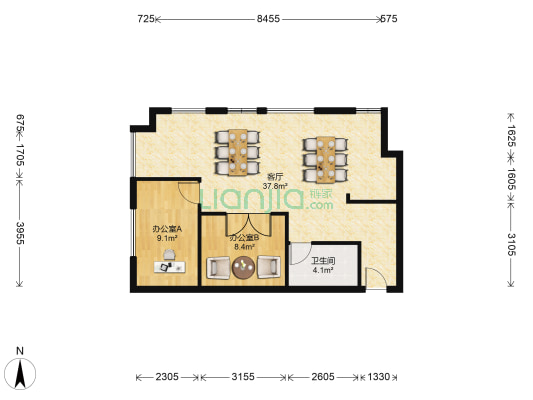中国铁建广场 2室1厅1卫 89平方