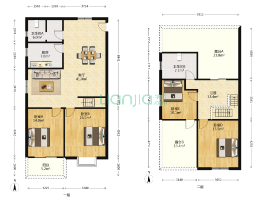 万盛苑 4室1厅2卫 168平方