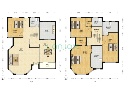 御泓苑 4室2厅4卫 272平方