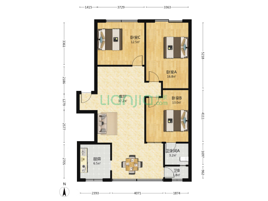 盛苑 3室1厅2卫 118平方