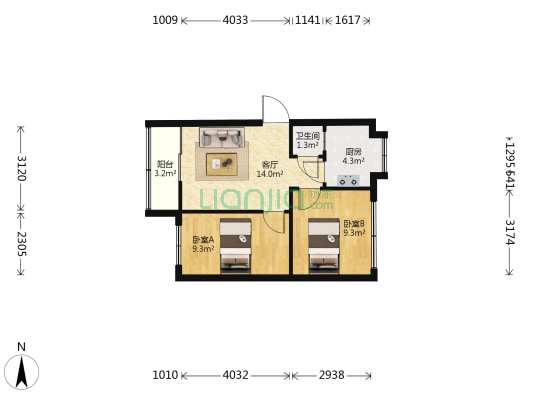 东新区路一一八号 2室1厅1卫 43平方
