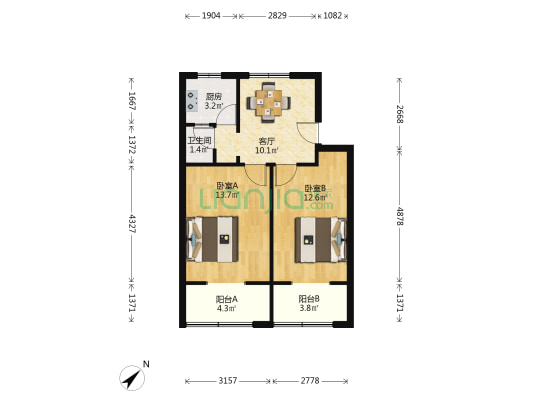 水厂宿舍 2室1厅1卫 60平方