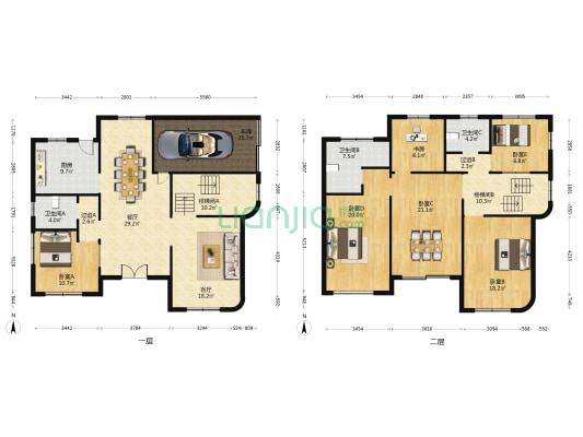 东渡园景别墅 6室2厅3卫 227平方