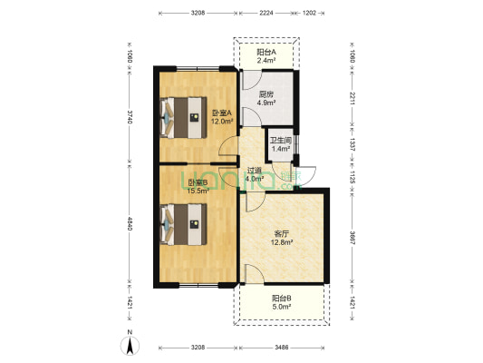 凤凰中大道7号 2室1厅1卫 62平方