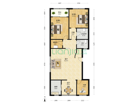 庆丰北路72号 3室2厅2卫 131平方