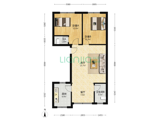泉塘小区D区 2室2厅2卫 414平方