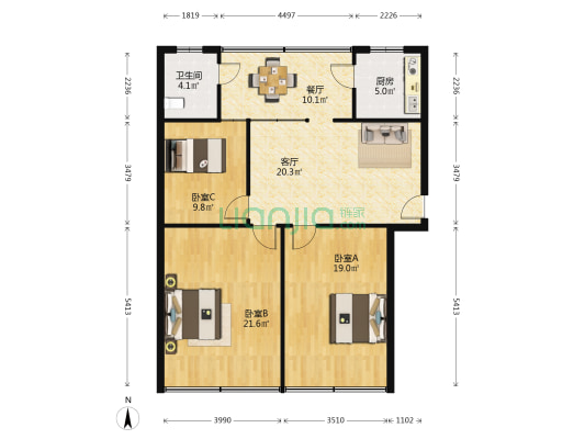 石笋井街 3室2厅1卫 103平方