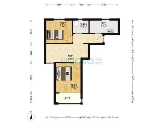 柳博小区(柳一小区) 2室1厅1卫 59平方