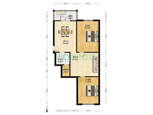 崇山教师村 2室2厅1卫 83平方