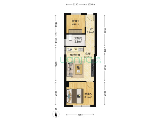 怡昌花园公寓 2室1厅1卫 41平方