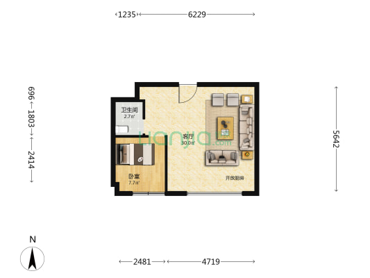 石榴·翡翠山 1室1厅1卫 63平方
