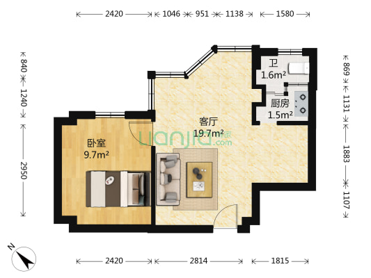 金紫里北街机电大院 1室1厅1卫 36平方