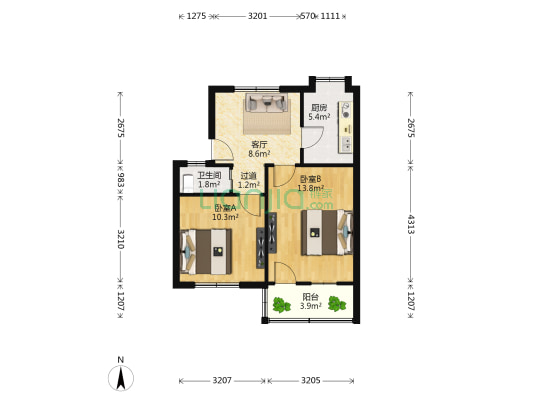 洪都新九区 2室1厅1卫 57平方