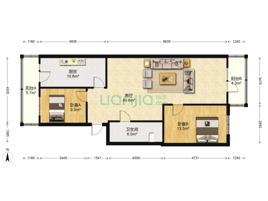 丁香园(香坊区) 2室1厅1卫 114平方