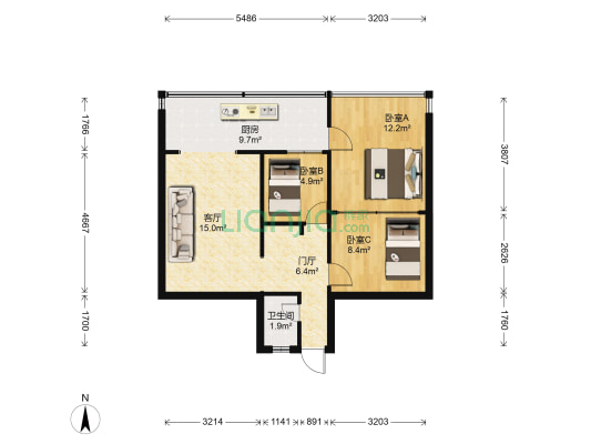 金龙小区 3室1厅1卫 58平方