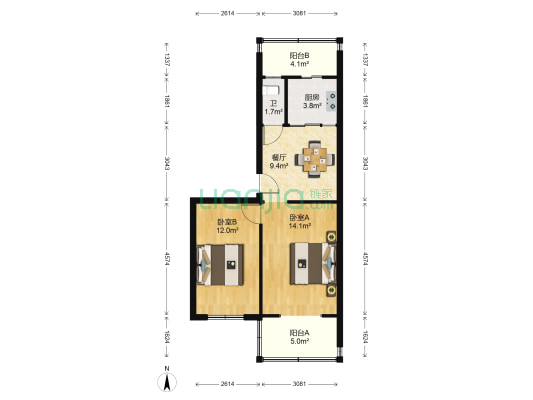 兰州市教育局家属院 2室1厅1卫 58平方