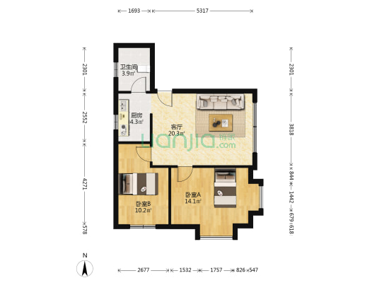 兴业楼 2室1厅1卫 69平方