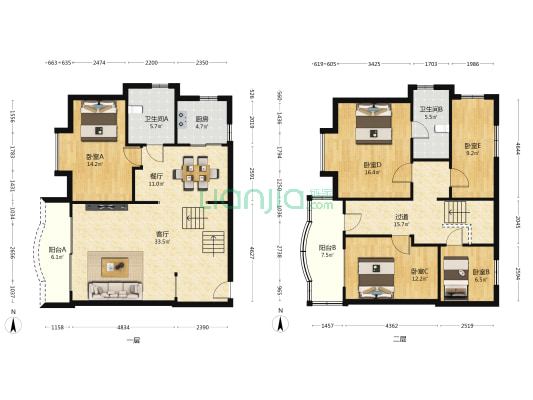 富丽家园豪景楼 5室2厅2卫 153平方