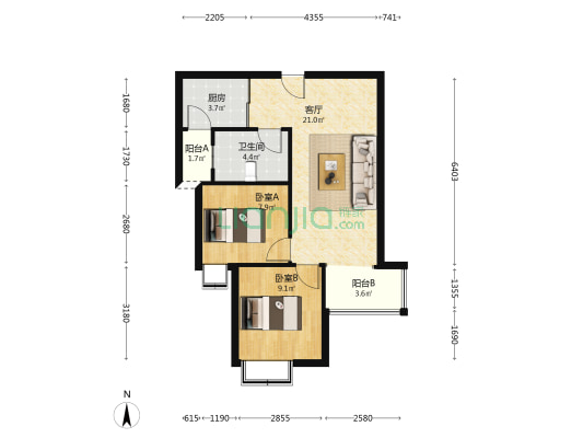 出售天伦湾·嘉园小区，集中供暖，保利物业，-户型图