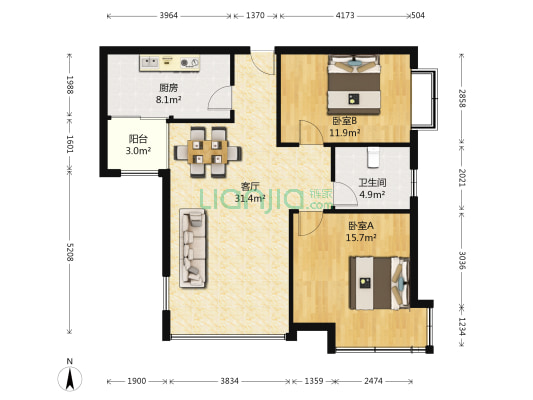 德郡•卡布奇诺 2室1厅1卫 87平方