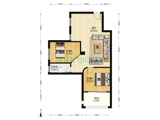 御隆廷 2室1厅1卫 71平方