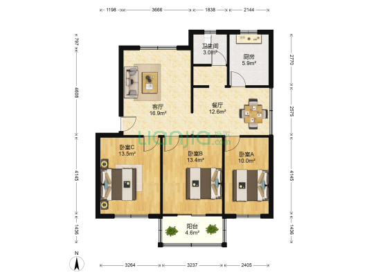 教工新村 3室2厅1卫 96平方