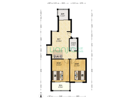 景明佳园颂景苑 2室1厅1卫 70平方