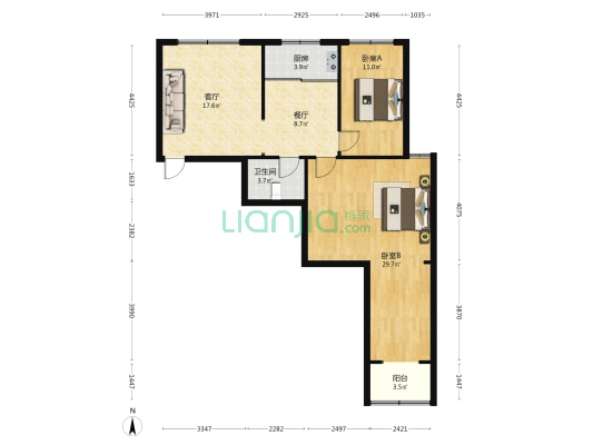 润和小区 2室2厅1卫 98平方