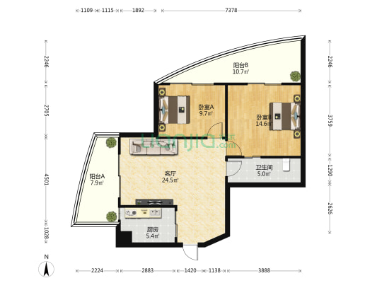 珠江·俪豪 2室1厅1卫 96平方