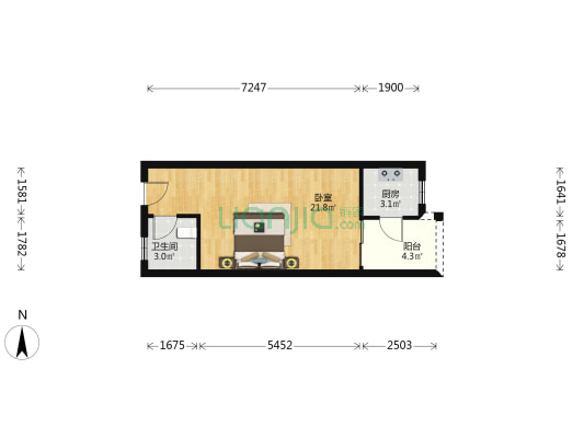 悦莱商住小区 1室0厅1卫 40平方
