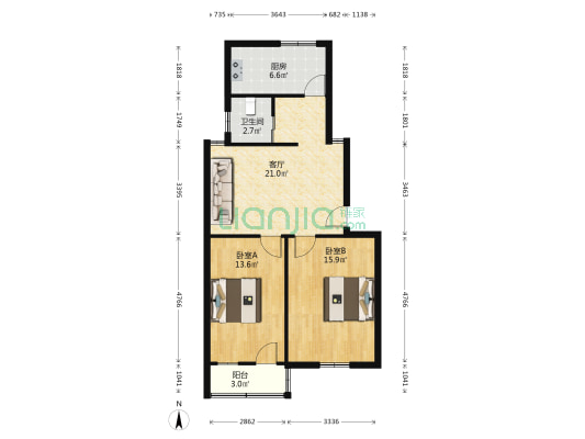 金北村五组粮贸楼 2室1厅1卫 74平方