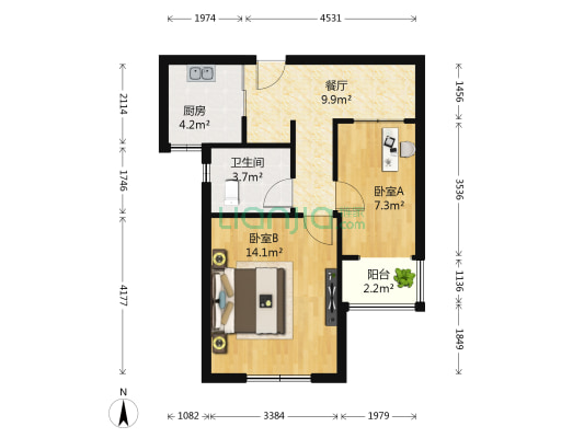 东风家园 2室1厅1卫 56平方